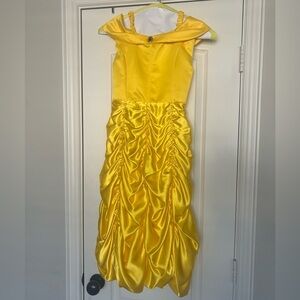 “Belle” Yellow Satin Ruched Princess Costume Dress for Kids
